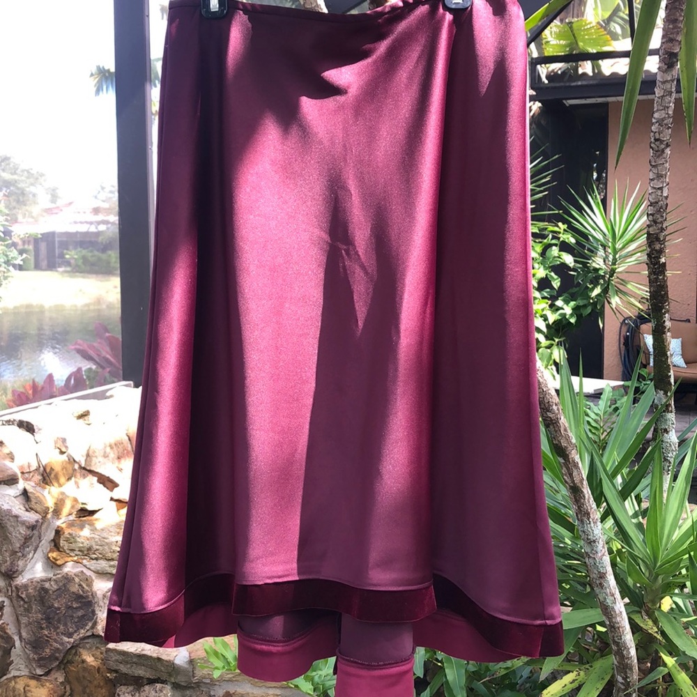 Tadashi formal wine colored skirt with velvet hem